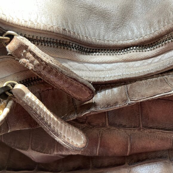 REPTILE's HOUSE Large Brown Faux Crocodile Leather Shoulder Bag: NWOT! - Picture 8 of 9